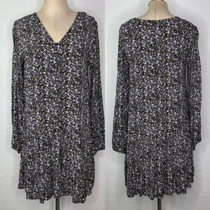 Loft Floral Print Drop Waist Short Tunic Dress Size S Viscose Boho, Chic, Summer